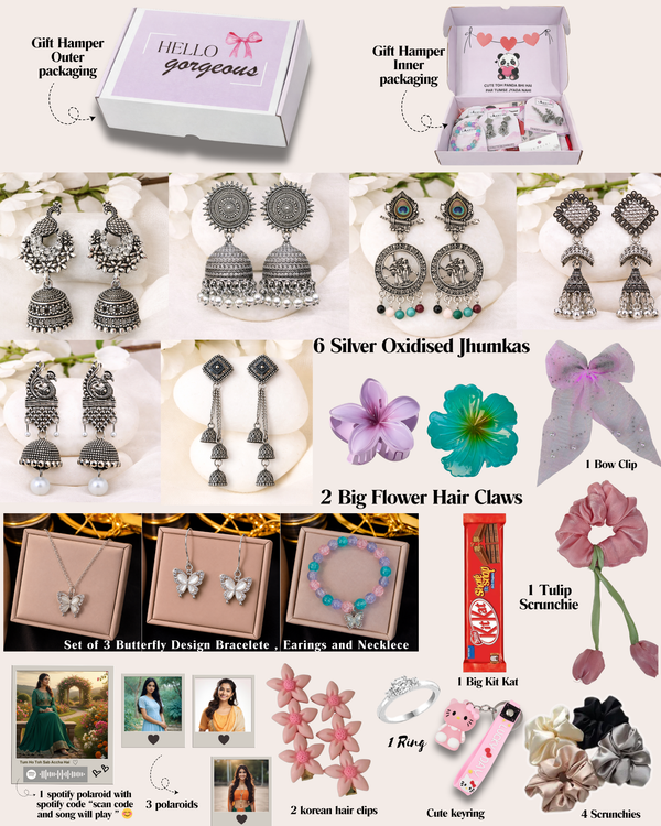 21-Piece Butterfly Design Exclusive Girls Accessory Gift Box with Jewelry, Clips & Polaroids ,