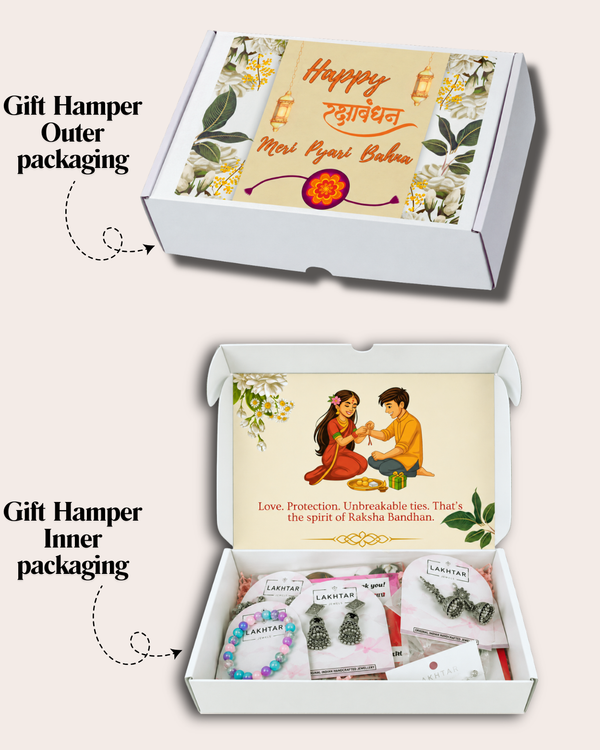 Rakhi Special Gift Box for Sister | 22 -Piece Bow Design Hamper with Jewelry, Hair Accessories, Chocolate & Polaroids.