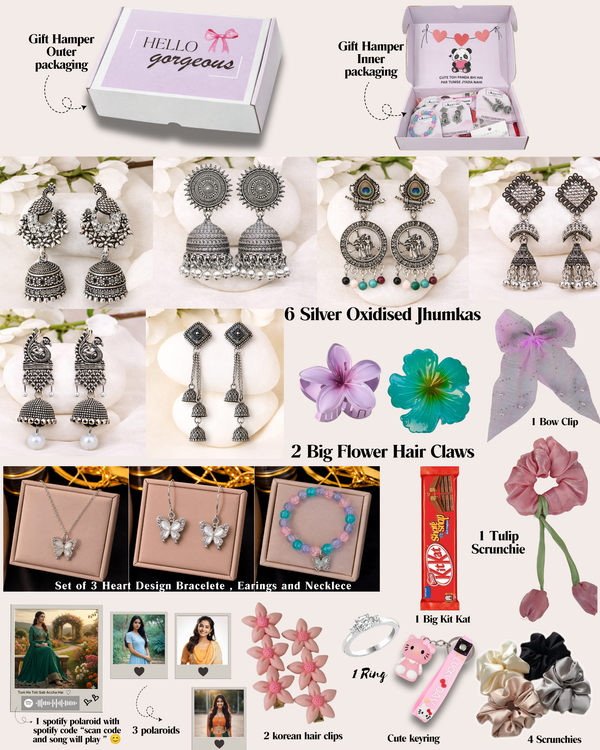 21-Piece Butterfly Design Exclusive Girls Accessory Gift Box with Jewelry, Clips & Polaroids , (Send 4 pics for polaroids on whatsapp 8269379469)