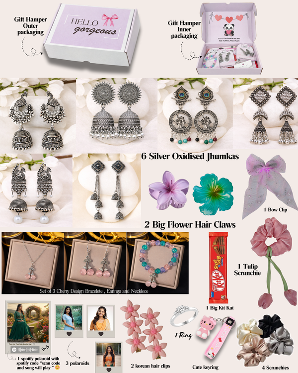 21-Piece Cherry Design Exclusive Girls Accessory Gift Box with Jewelry, Clips & Polaroids